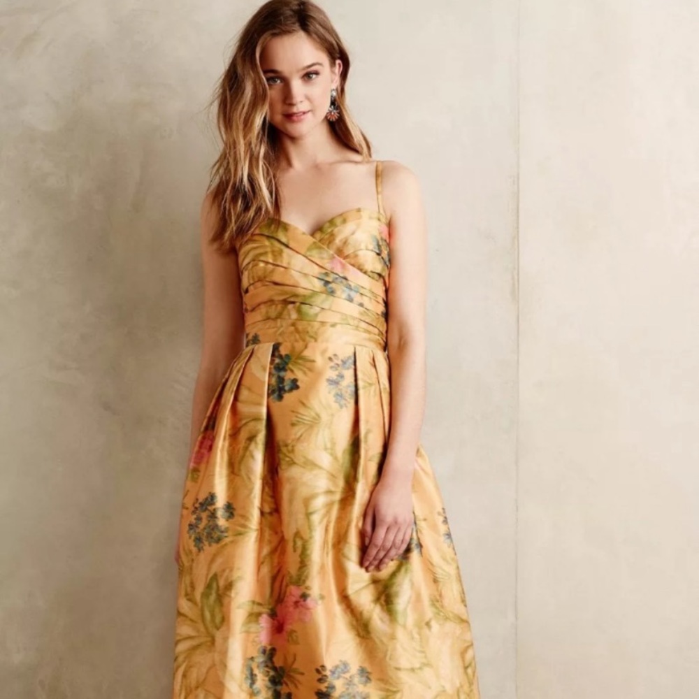 Anthropologie satin garden party dress size 4 James Coviello